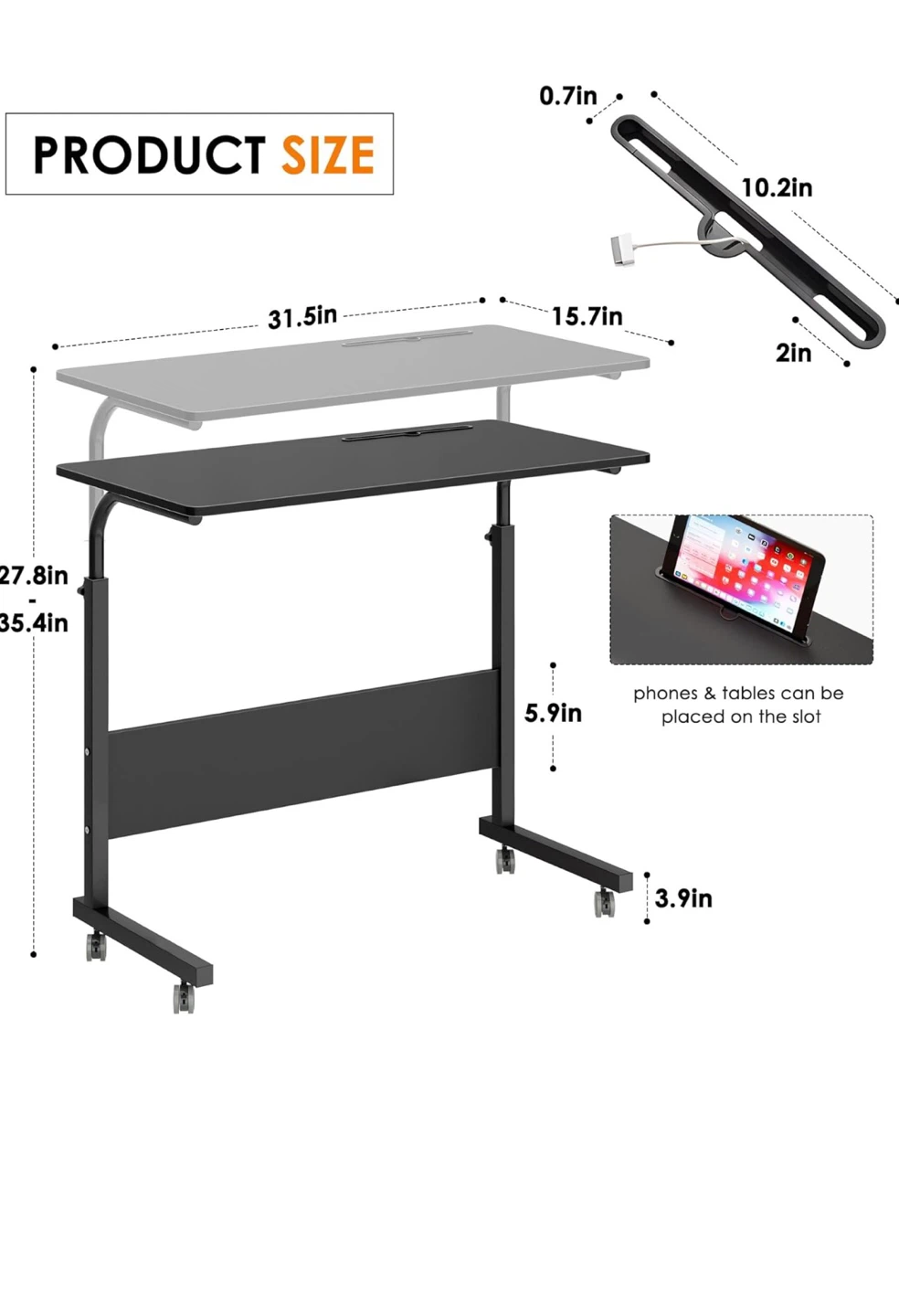 Adjustable Rolling Laptop Desk and office chair - photo 4