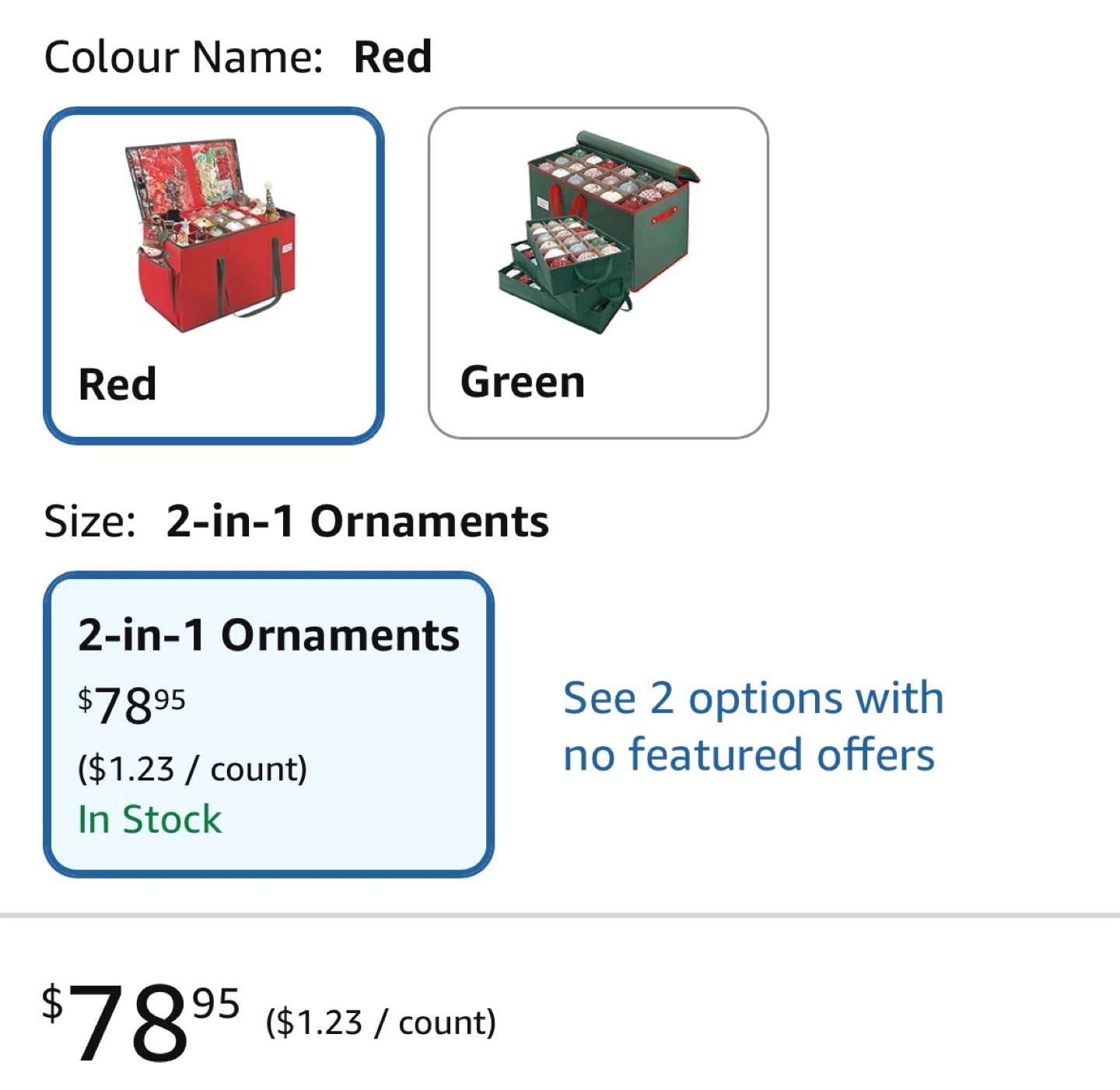 HKQ Large 2-in-1 Christmas Ornament Storage Box Red $50 each - photo 2