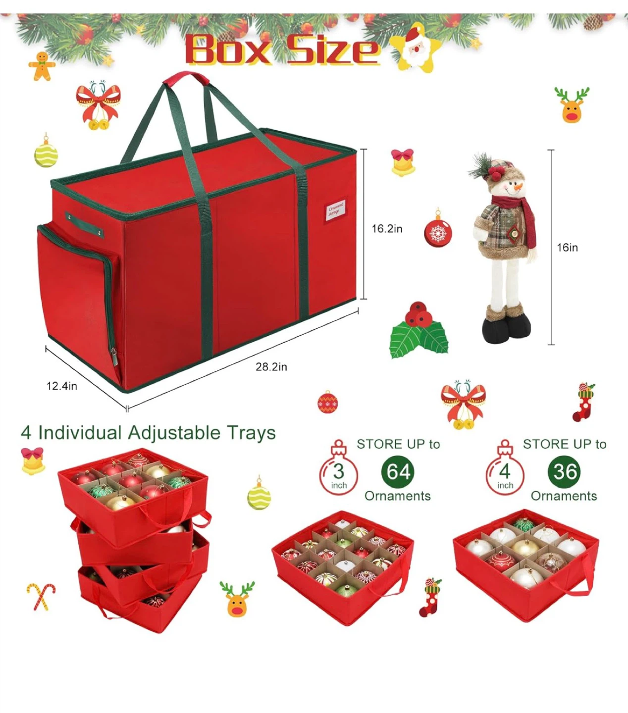 HKQ Large 2-in-1 Christmas Ornament Storage Box Red $50 each - photo 3