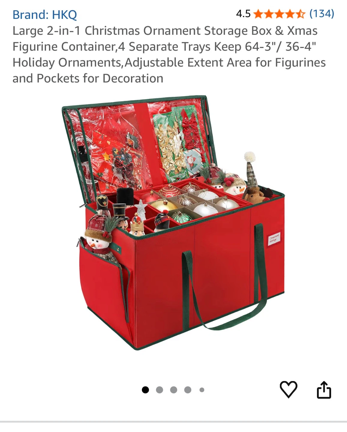 HKQ Large 2-in-1 Christmas Ornament Storage Box Red $50 each