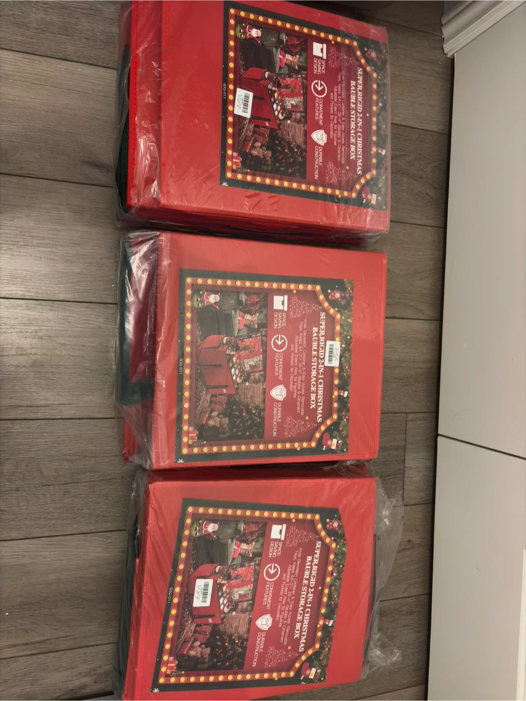 3available! HKQ Large 2-in-1 Christmas Ornament Storage Box Red