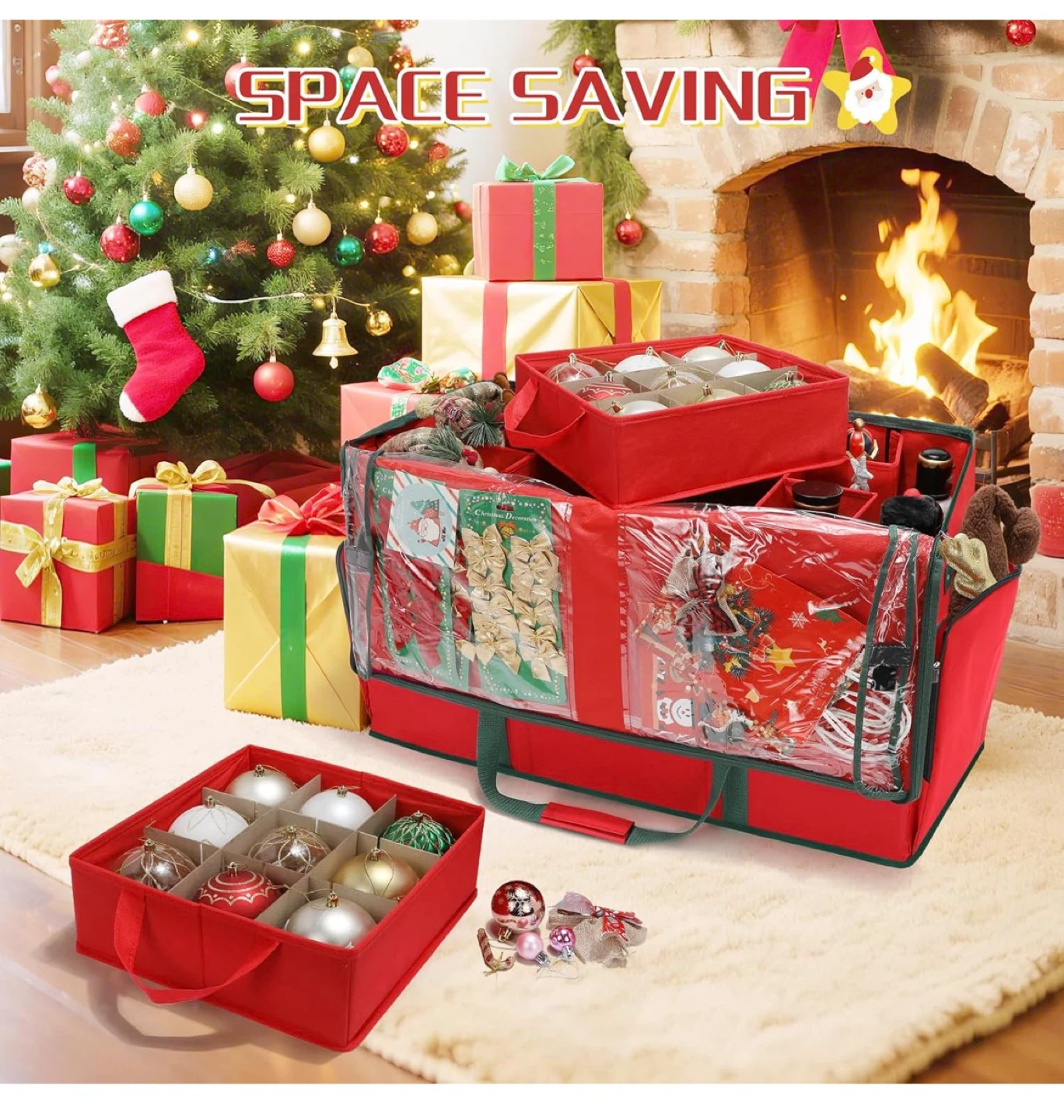 HKQ Large 2-in-1 Christmas Ornament Storage Box Red $50 each - photo 4
