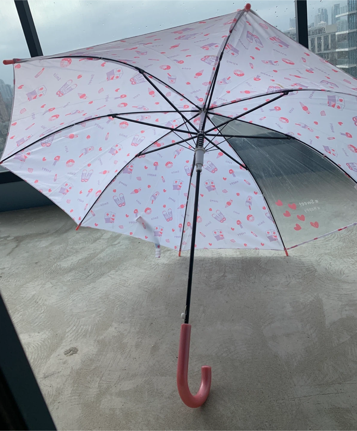Children's Umbrella with Hearts and Sweets Pattern - photo 3