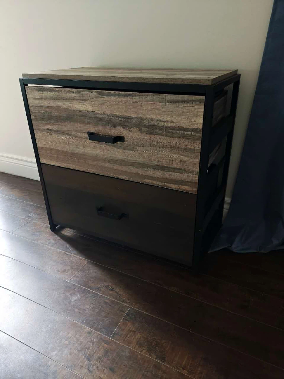 2-Drawer Filing Cabinet with Rustic Wood Finish