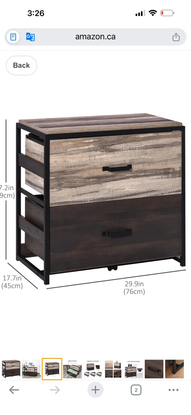 2-Drawer Filing Cabinet with Rustic Wood Finish - photo 3
