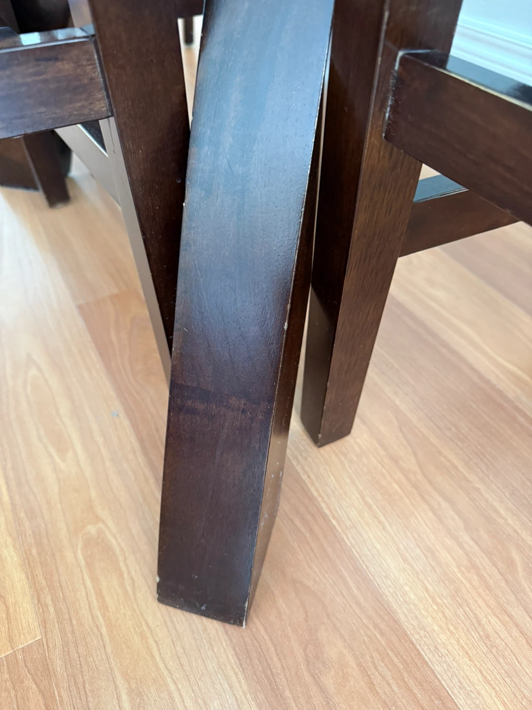 Moving Sale! Glass Top Dining Table with Wooden Base - photo 5