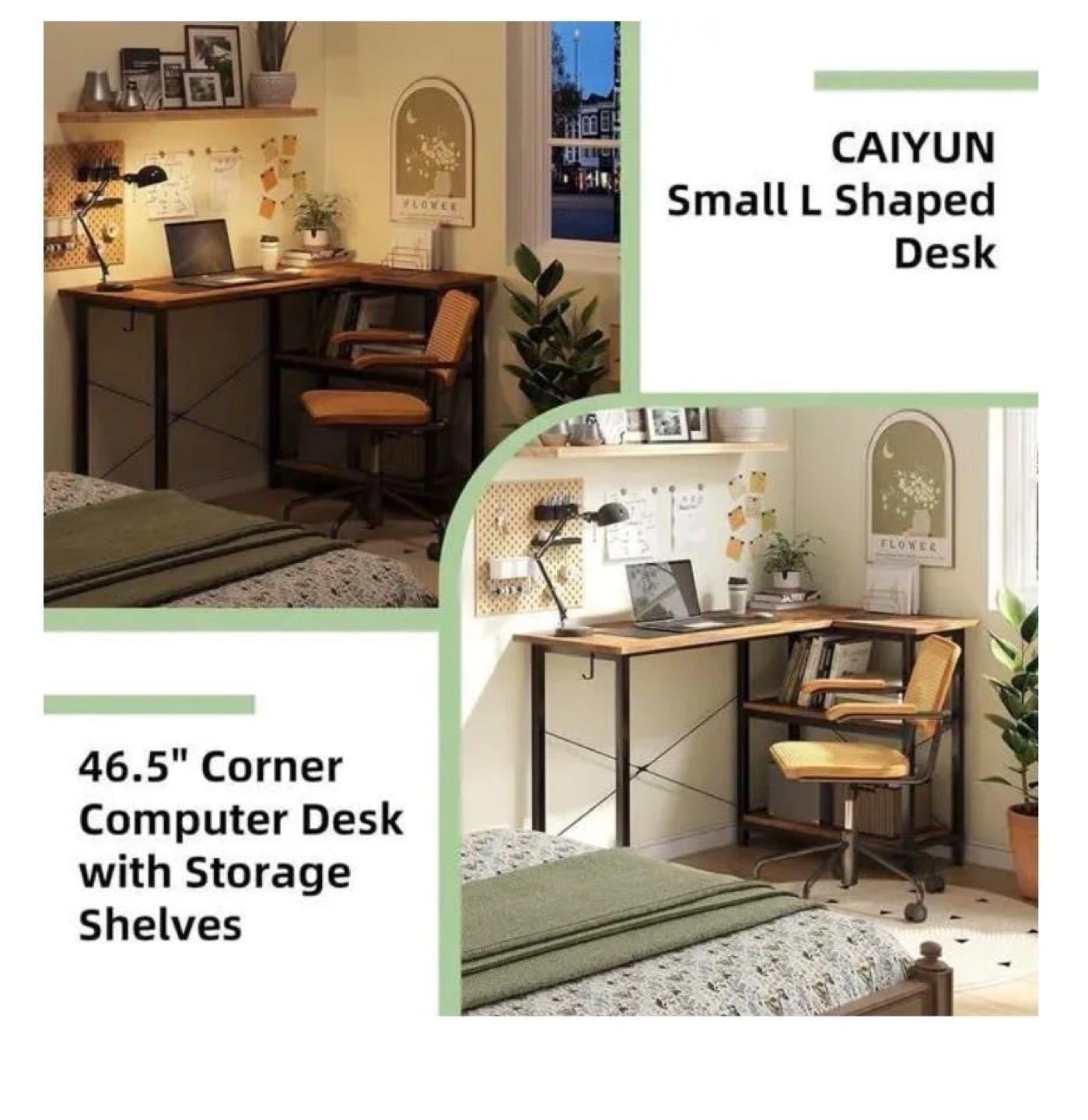 CAIYUN 46.5" L-Shaped Computer Desk with Shelves - photo 3