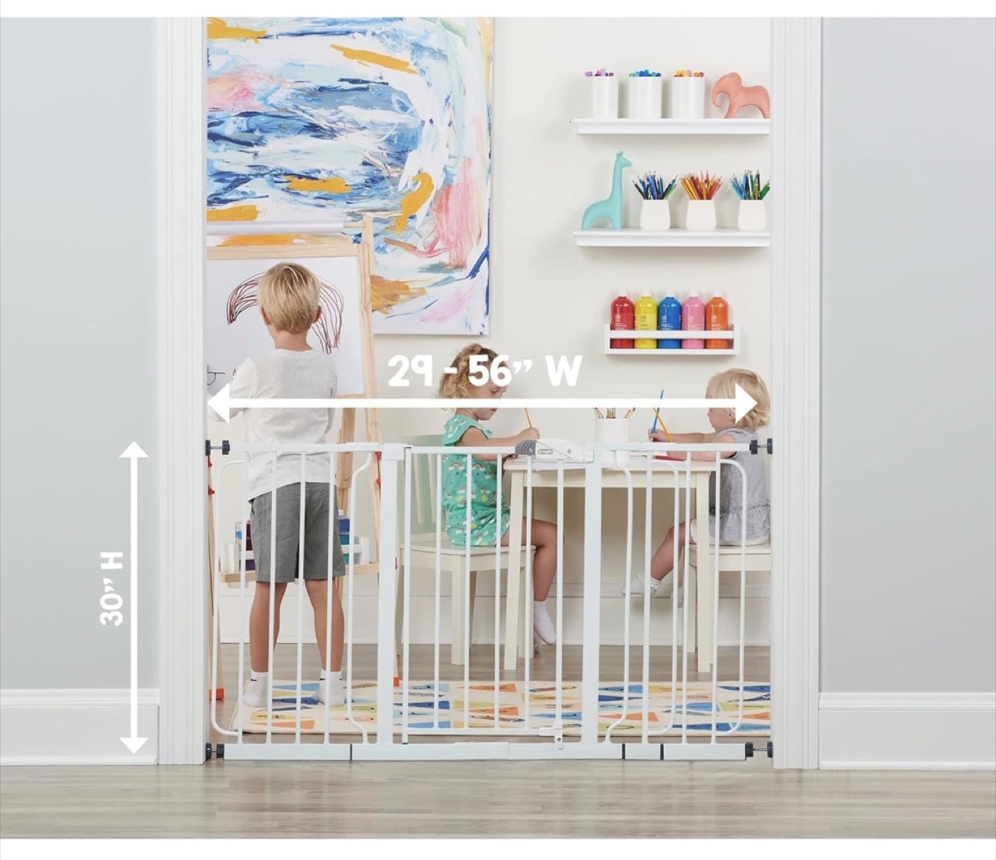 3 White Metal Baby Gate: 2 49-inch and 1 56-inch extra wide - photo 4