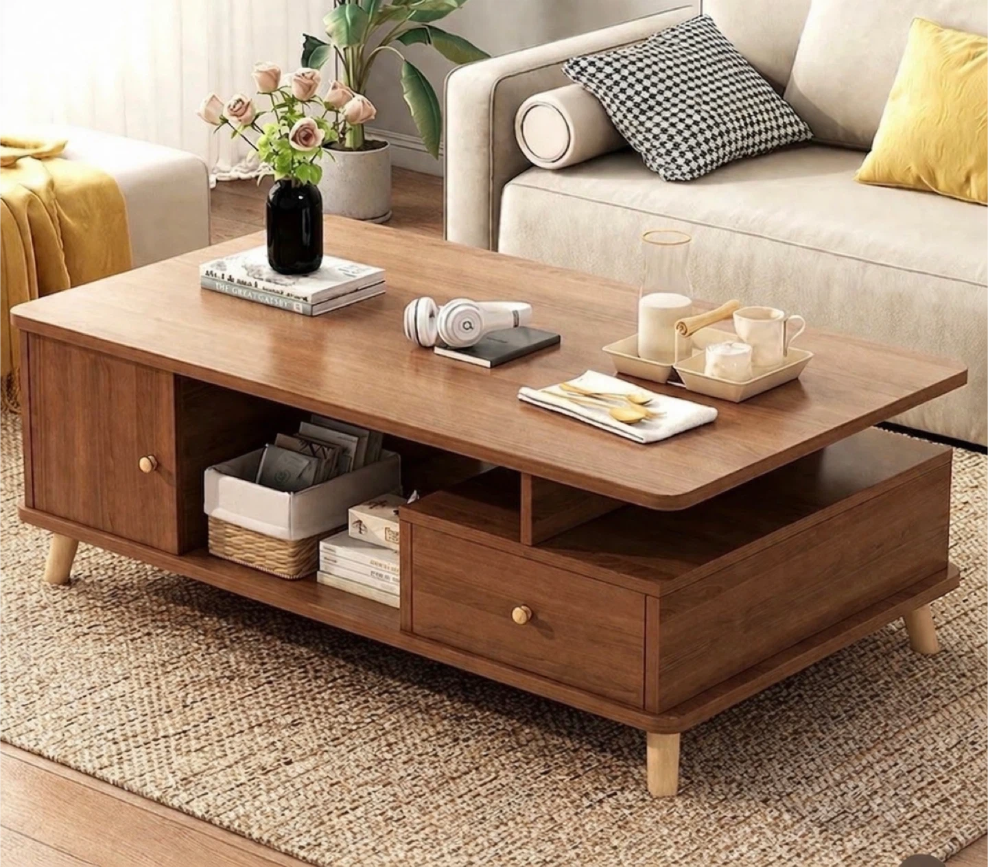 Wooden Coffee Table with Storage