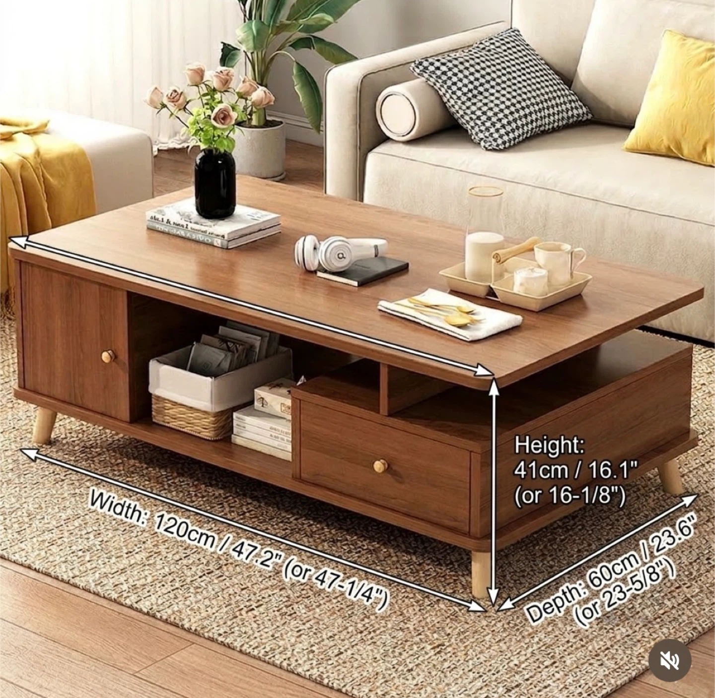 Wooden Coffee Table with Storage - photo 2