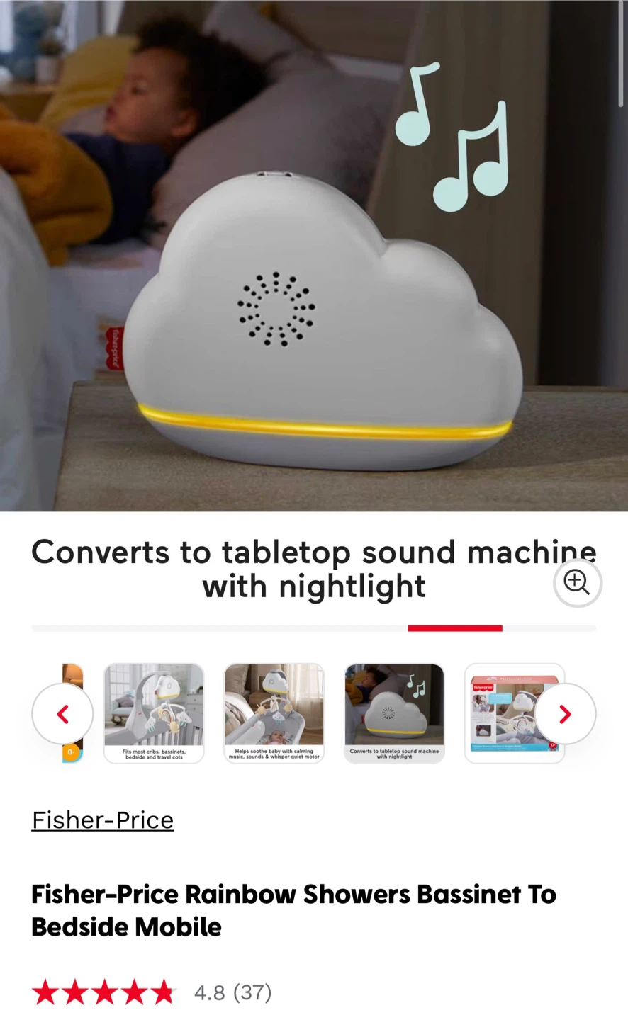 Fisher-Price Rainbow Showers Bassinet To Bedside Mobile - photo 2
