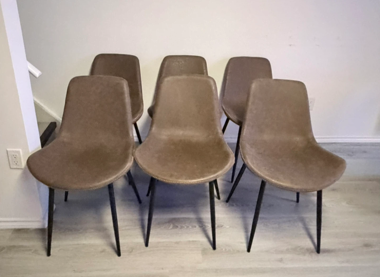 Bricks Set of 6 Faux Leather Dining Chairs - Brown - photo 2