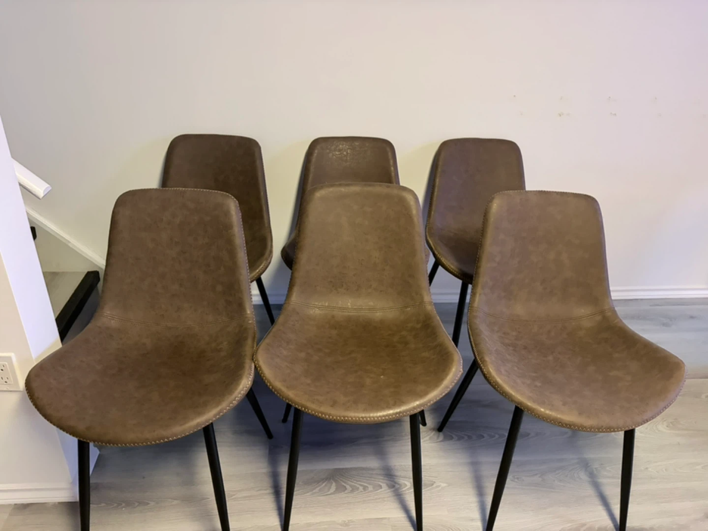 Bricks Set of 6 Faux Leather Dining Chairs - Brown