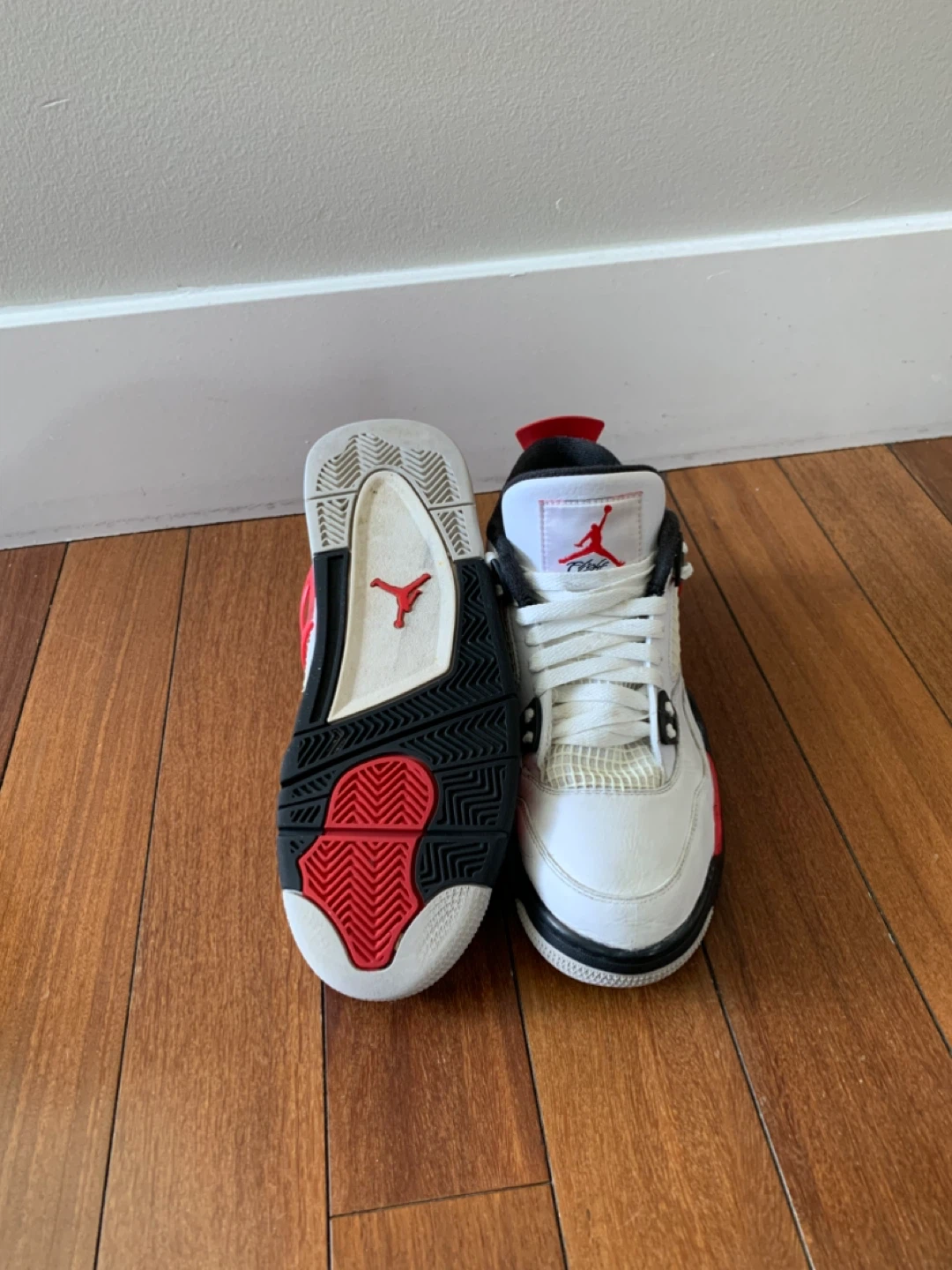 Jordan 4 Youth White Red Basketball Shoes - photo 4