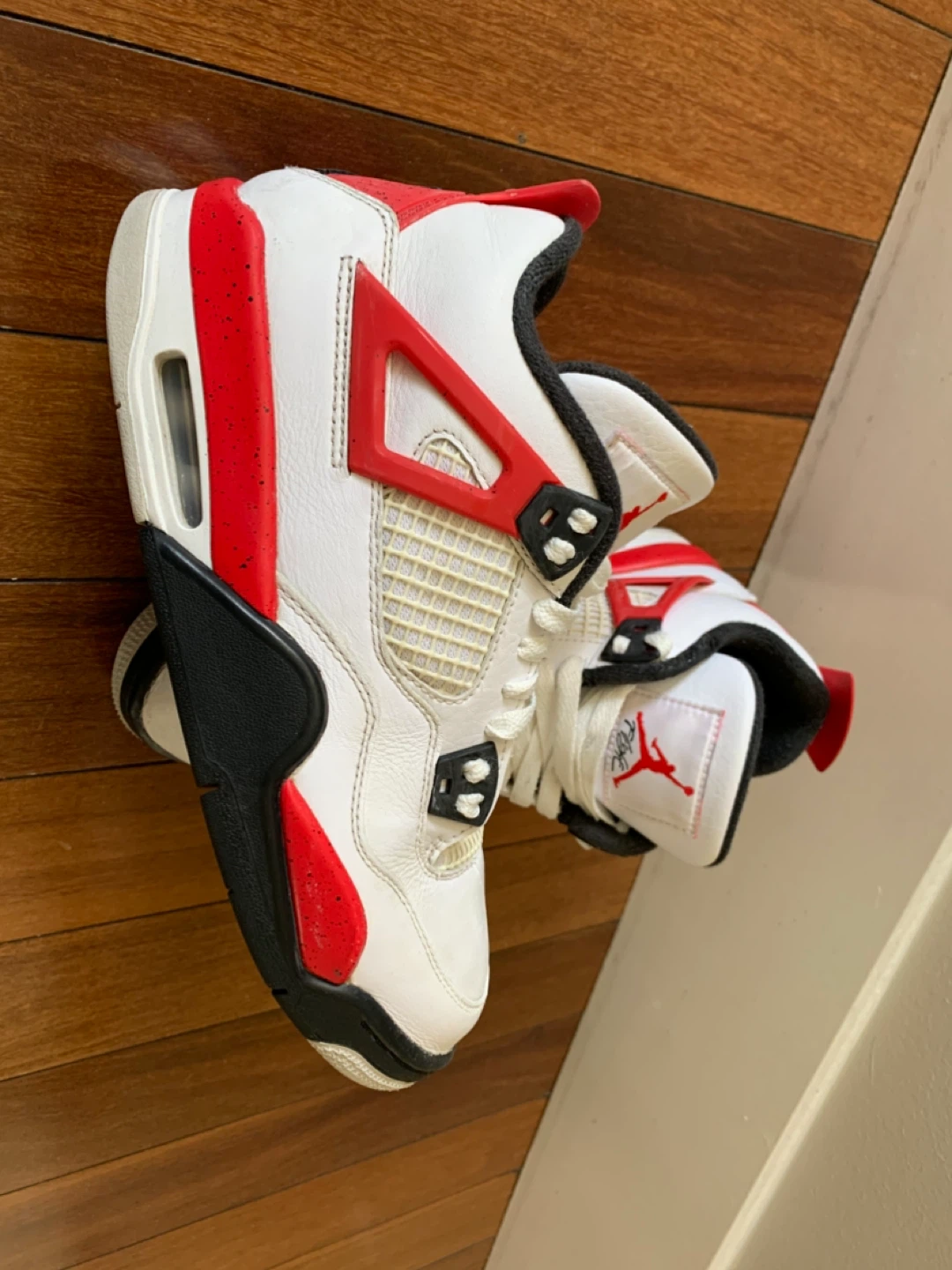 Jordan 4 Youth White Red Basketball Shoes