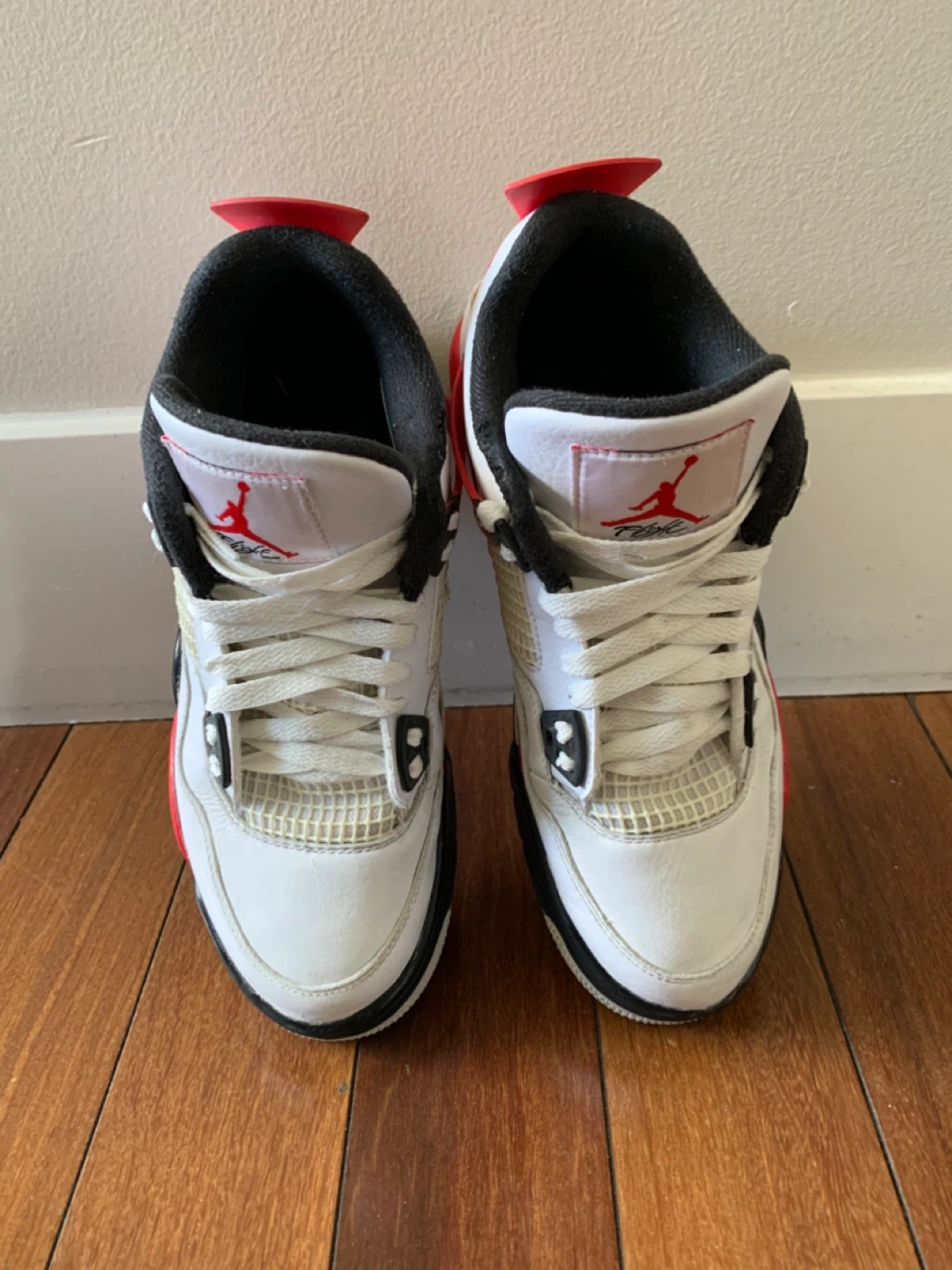 Jordan 4 Youth White Red Basketball Shoes - photo 3