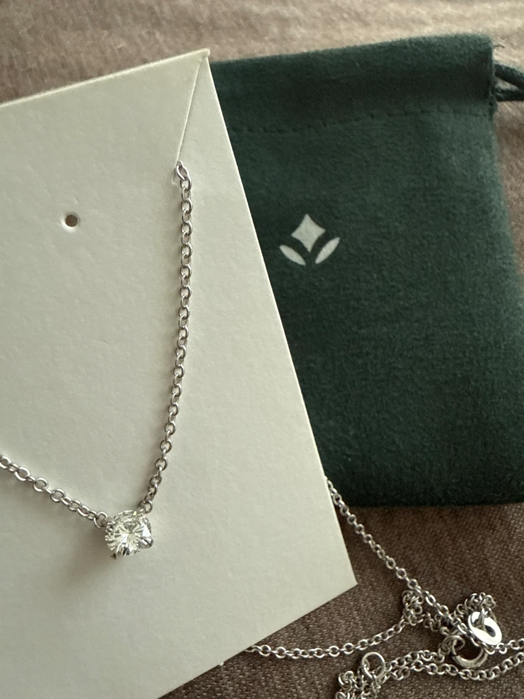 Silver lab created Diamond Solitaire Necklace
