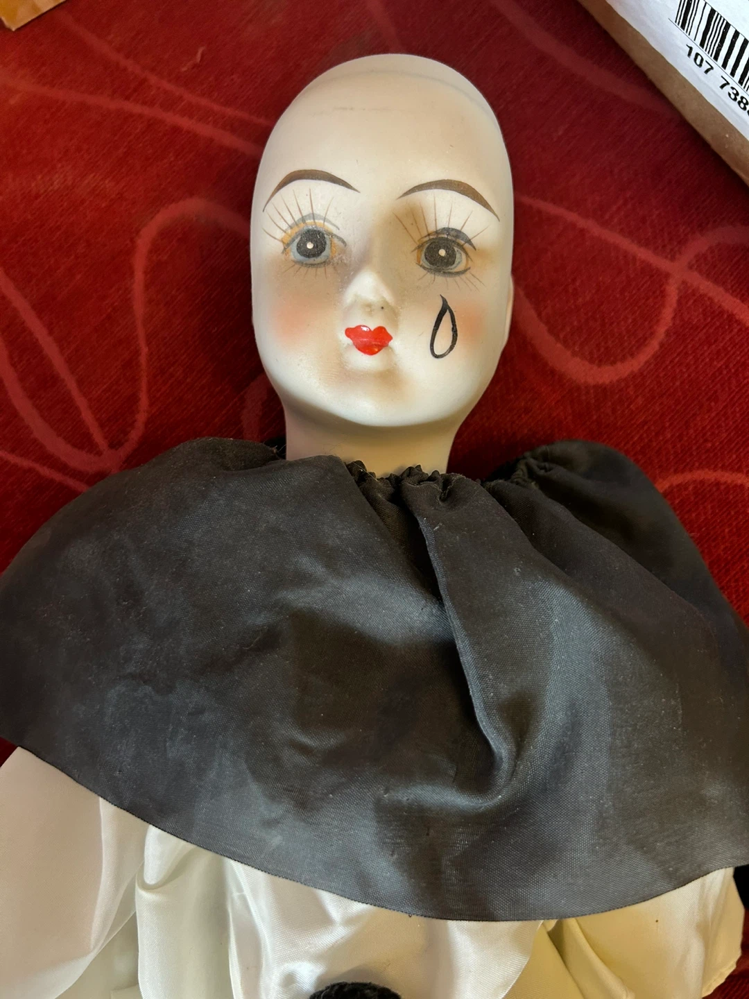 Porcelain Clown Doll with Black and White Outfit - photo 2