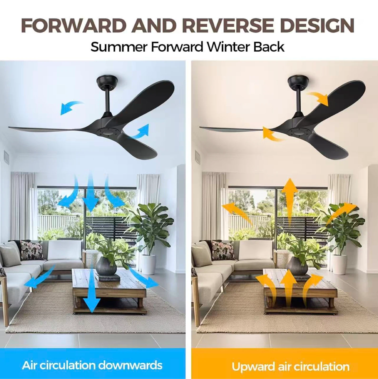 Black 52-Inch Modern Ceiling Fan with Remote - photo 4