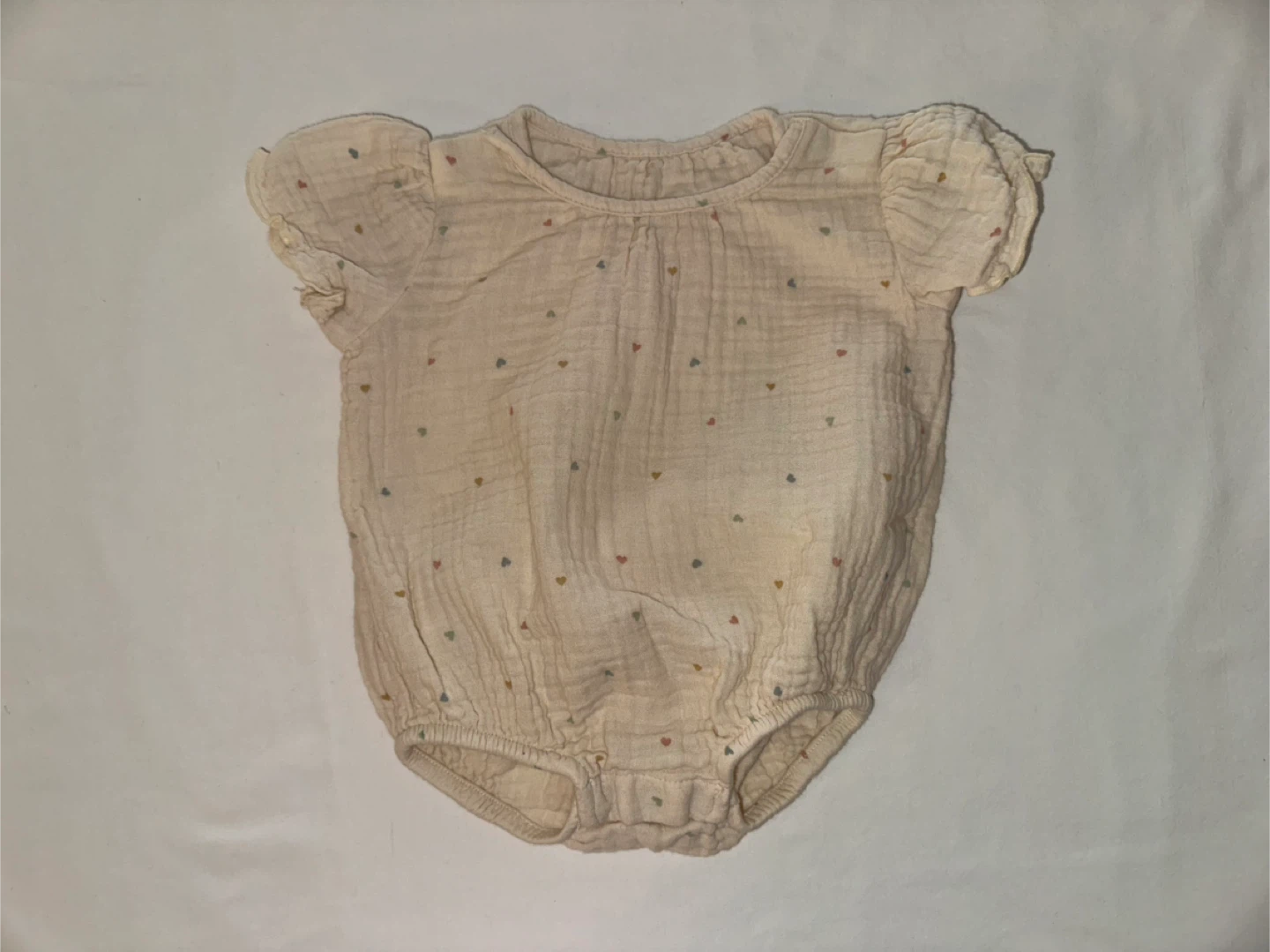 Cotton Muslin Romper Baby Suit with hearts 3 Months - photo 3