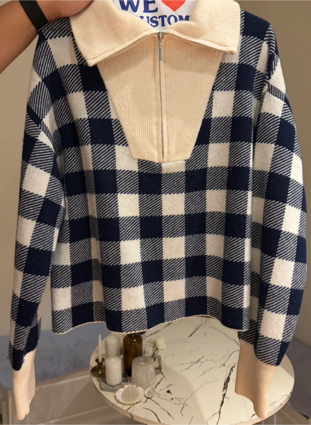 Women's Plaid Zip Sweater