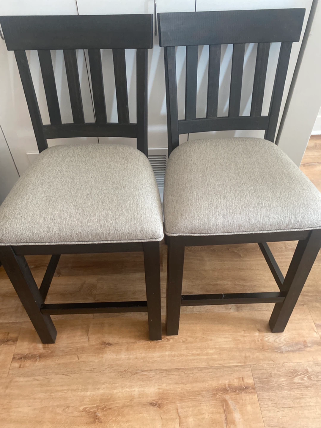 2 Dark Wood and Light Beige upholstery Seats