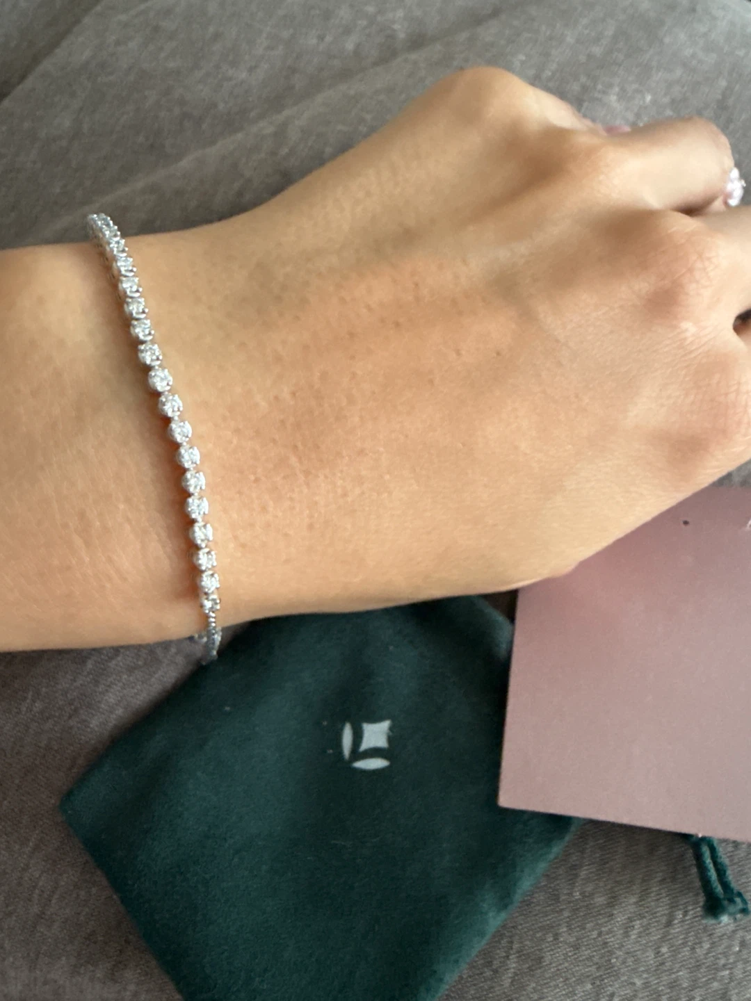 Sterling Silver Petite Lab Diamond Tennis Bracelet - photo 2