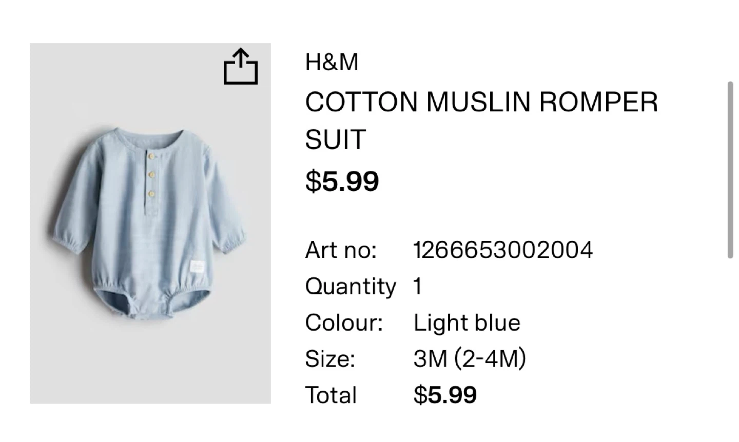 Muslin Romper Baby Suit - 3 Months - photo 2