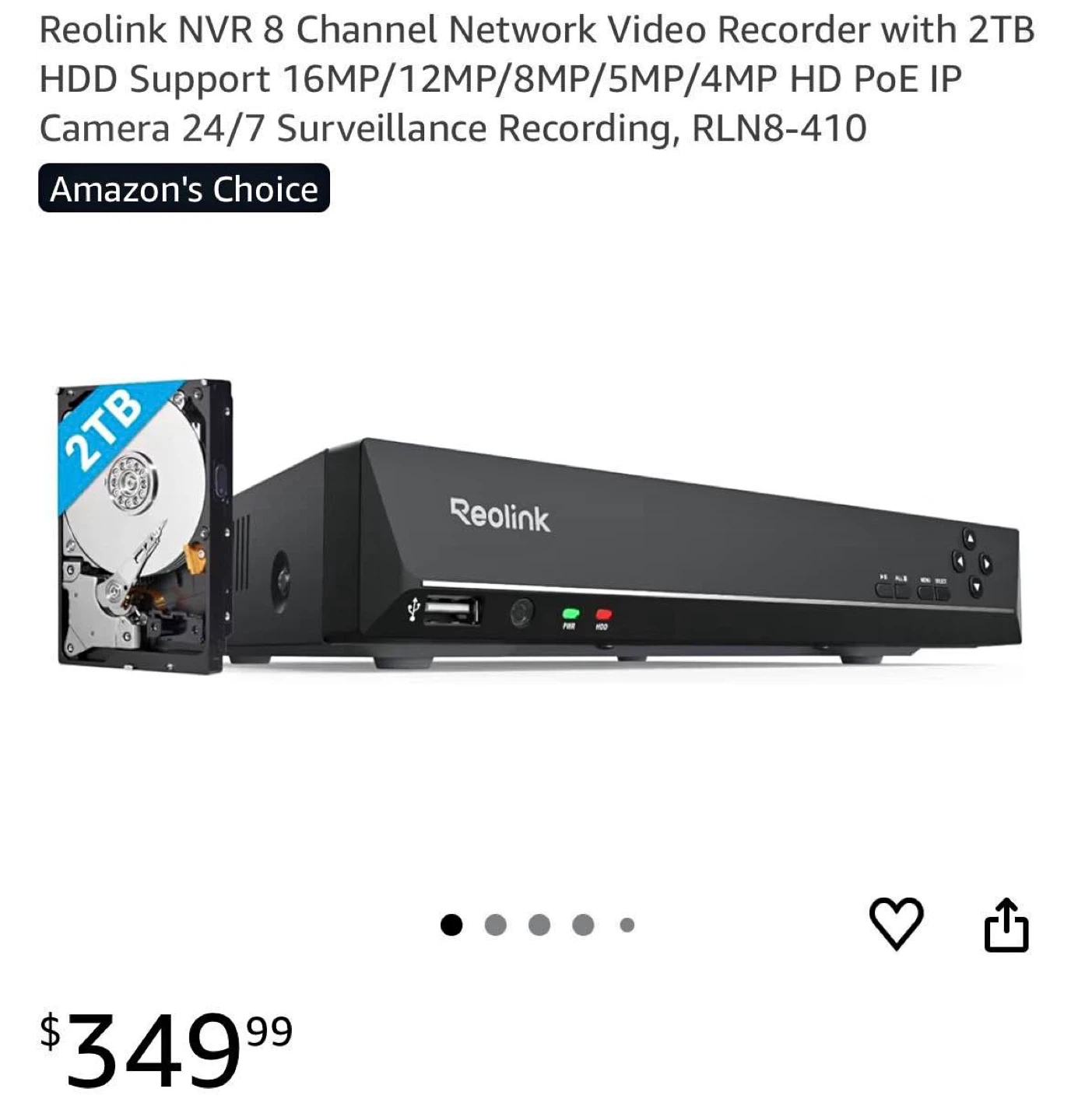 Reolink RLN8-410 8 Channel NVR with 2TB HDD Support