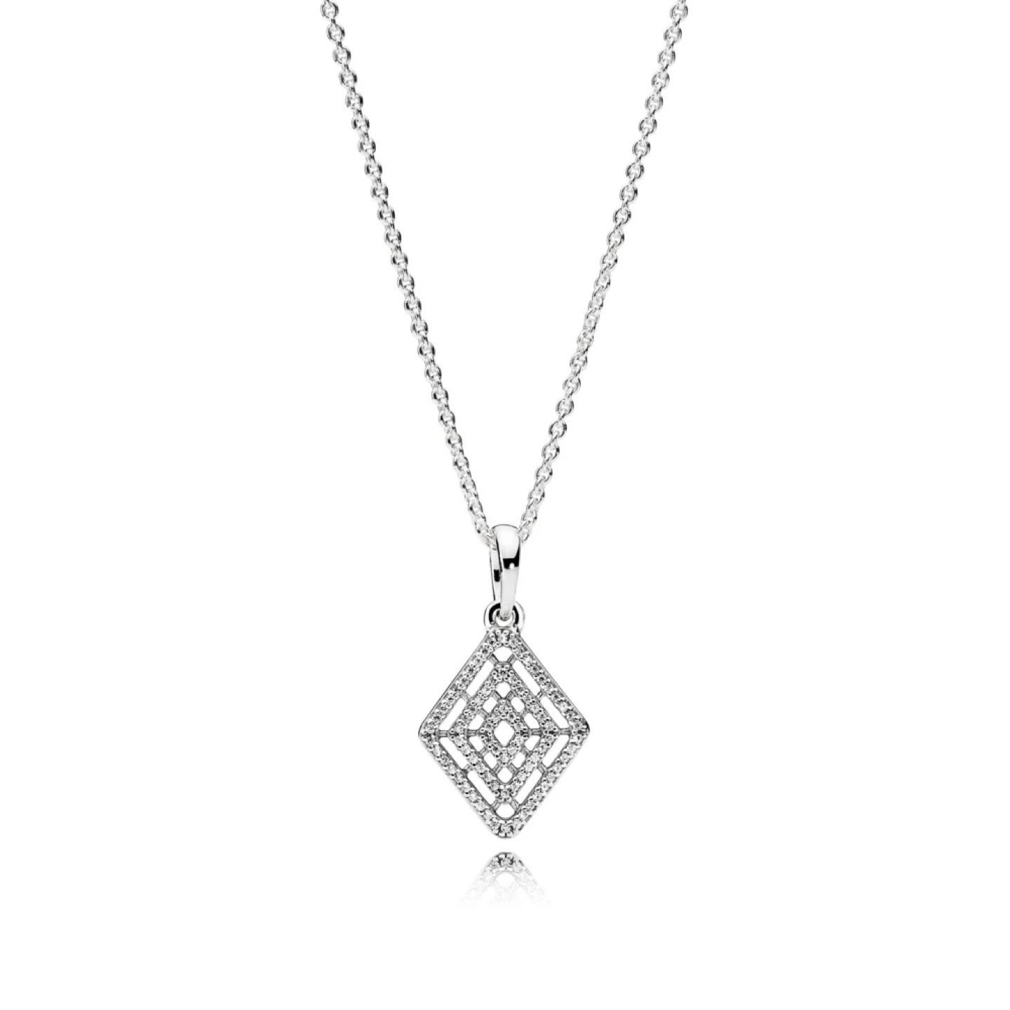 Pandora Sterling Silver Geometric Diamond Necklace