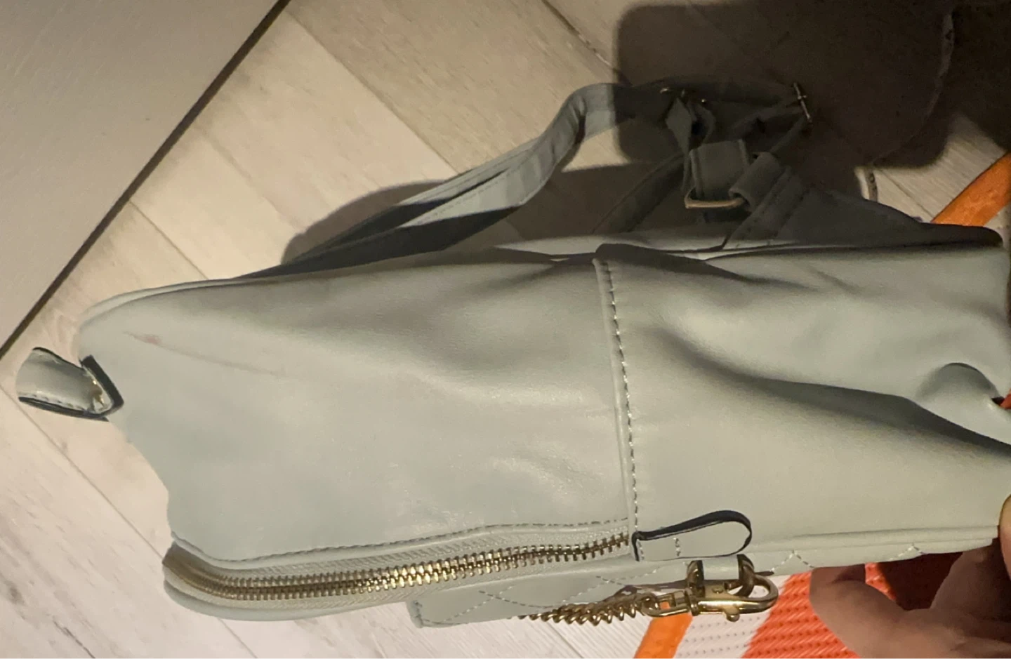 Aldo Light Blue Quilted Backpack with the removable - photo 5
