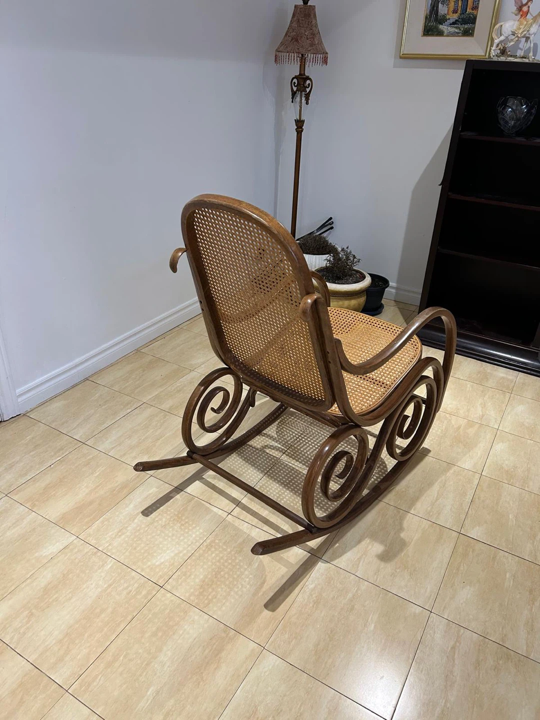 Vintage Cane Wood Rocking Chair - photo 2