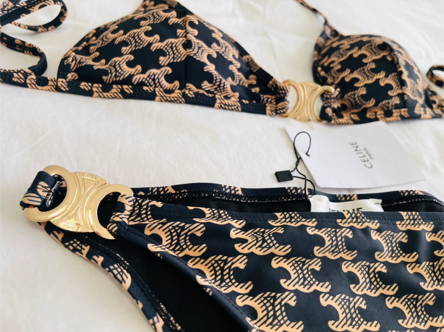 Celine Bikini Set - Black/Tan Triomphe Print - photo 2