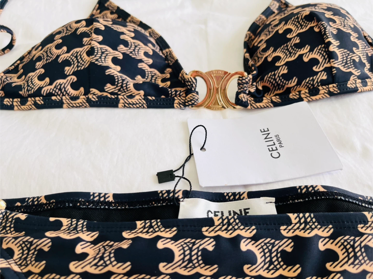 Celine Bikini Set - Black/Tan Triomphe Print - photo 3