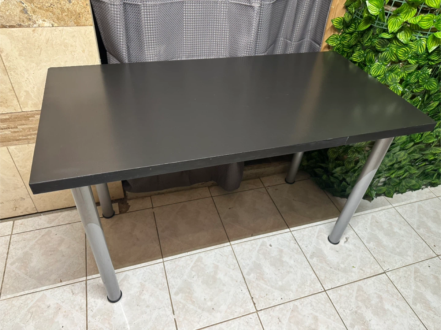 Black Rectangular Table with Metal Legs