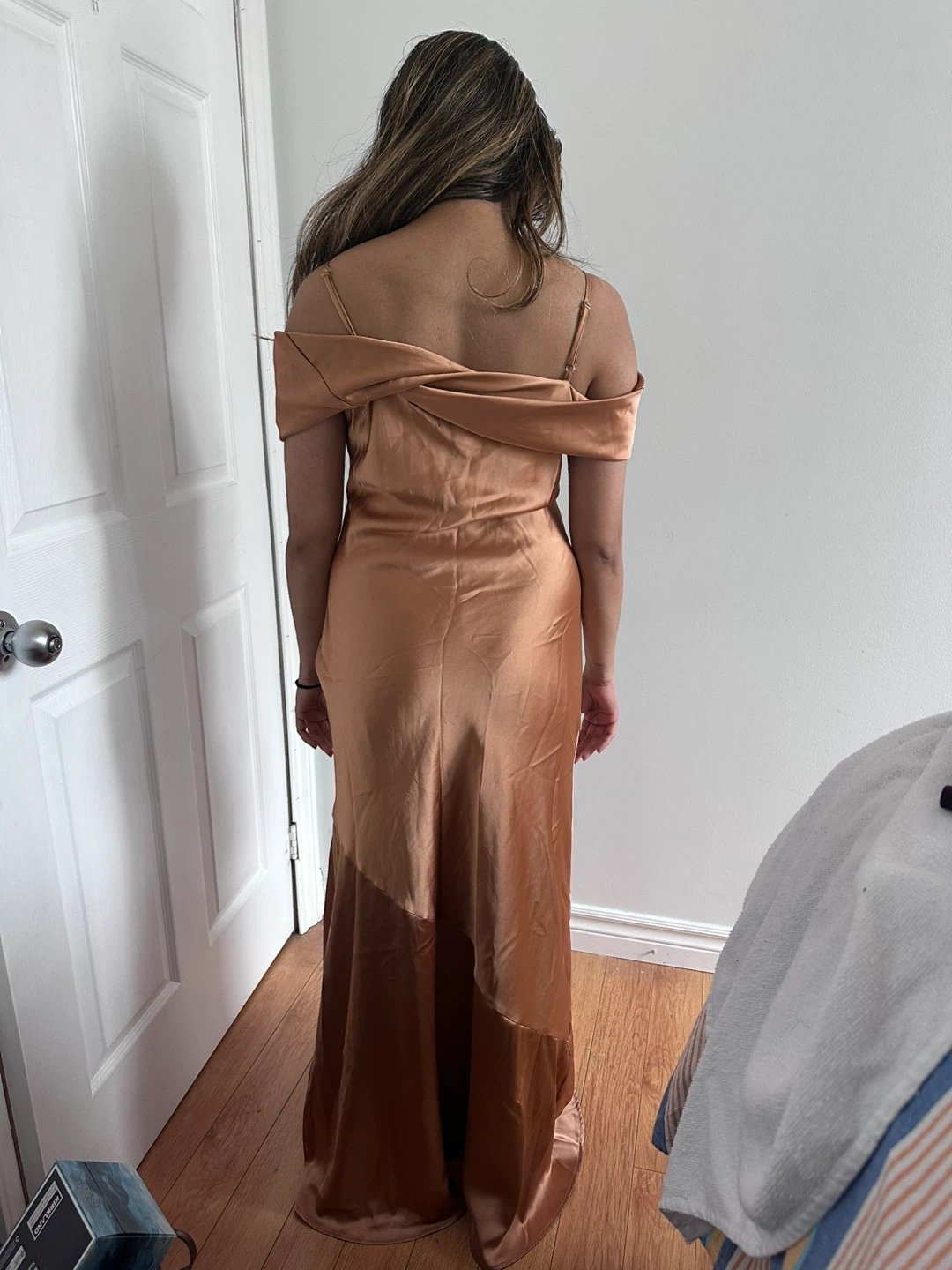 Satin Off-Shoulder Maxi Dress - photo 2