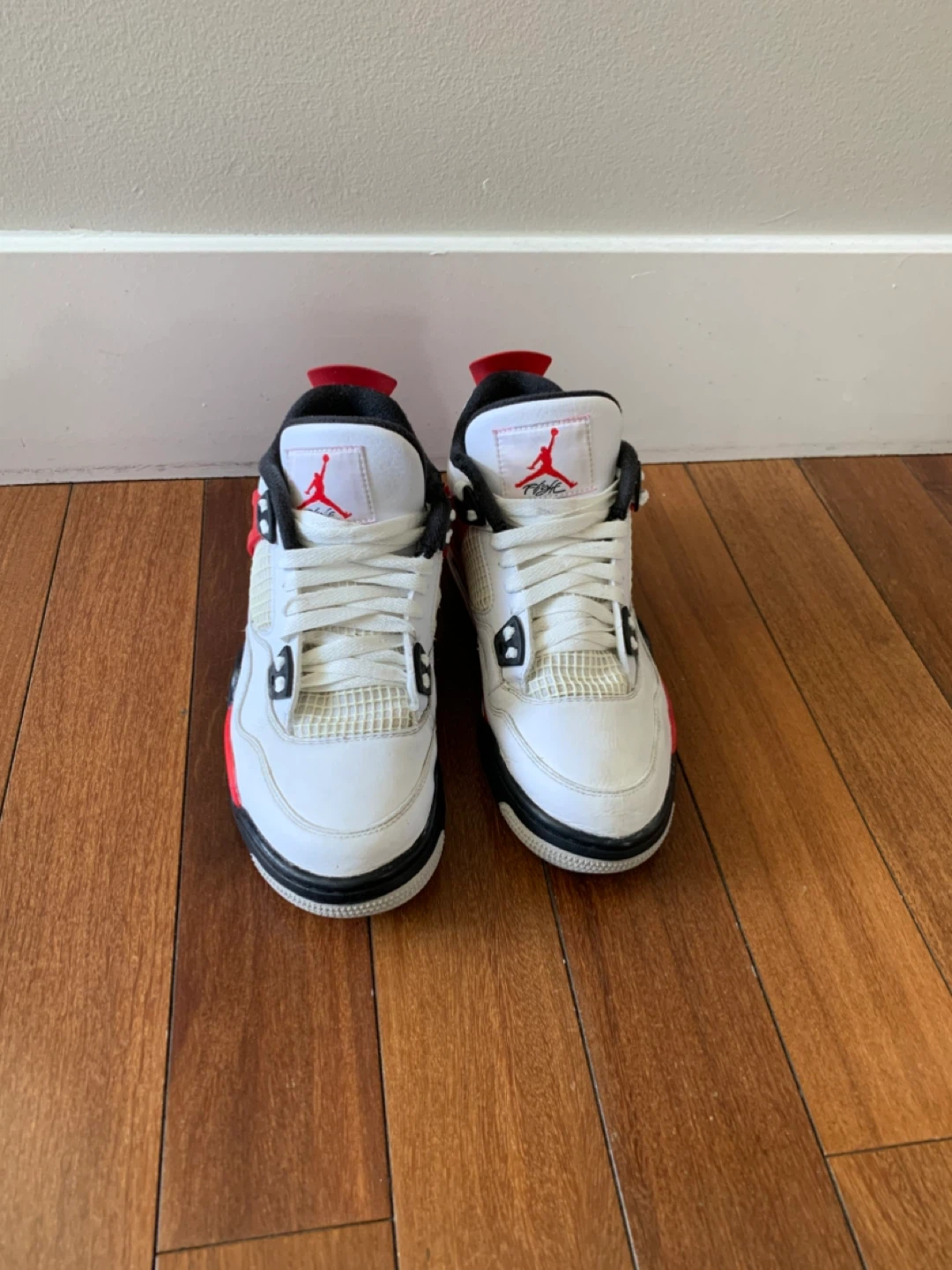 Jordan 4 Youth White Red Basketball Shoes - photo 5