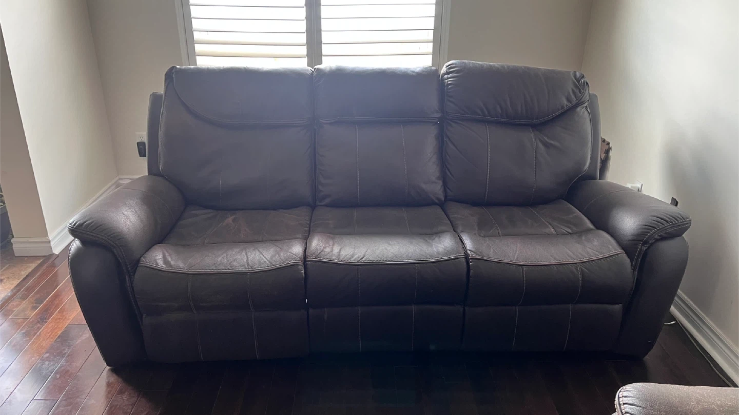 Brown Leather Reclining Sofa Set