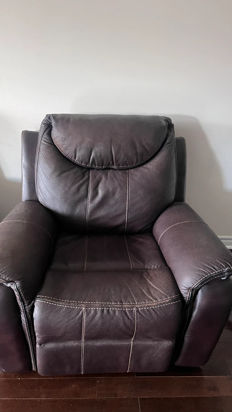 Brown Leather Reclining Sofa Set - photo 2