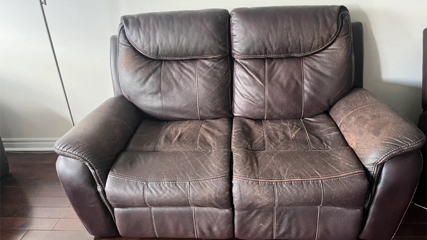 Brown Leather Reclining Sofa Set - photo 3
