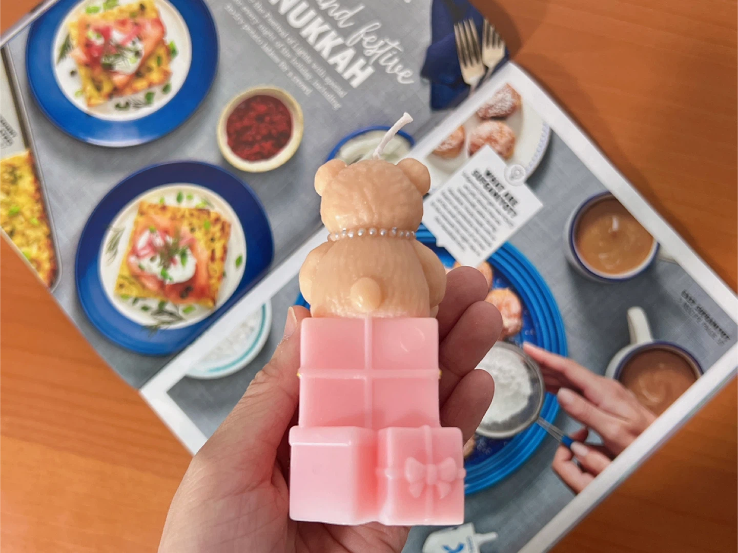 Handmade Teddy Bear Candle on Pink Gift Boxes - photo 4
