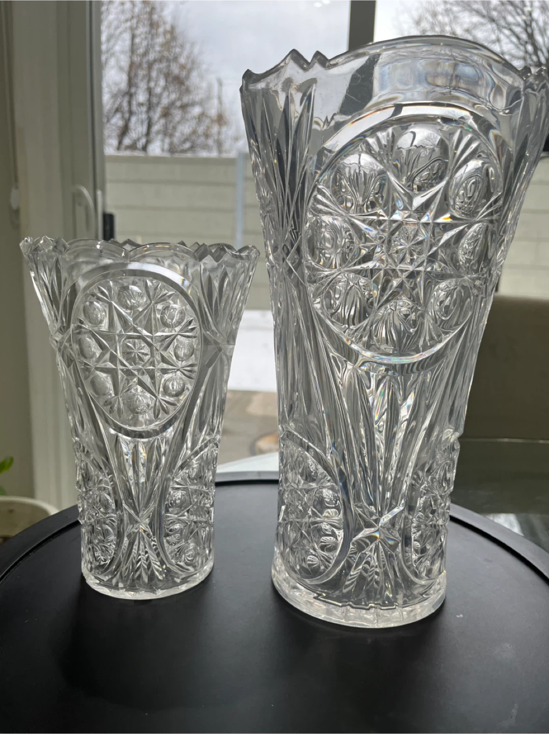 Set of 2 Clear Acrylic Glass Vases