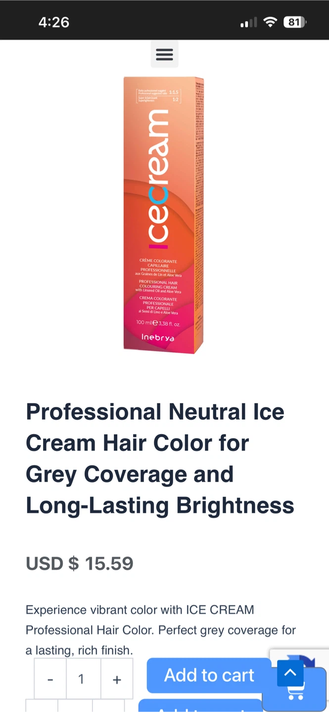 Inebrya ICE CREAM Professional Hair Color’s