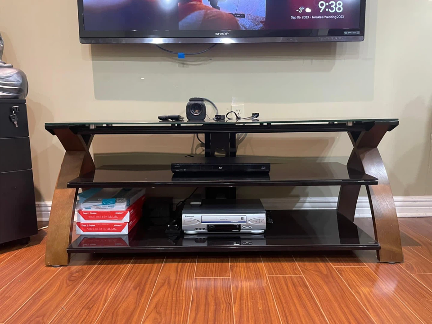 Glass and Wood Media Console - photo 2