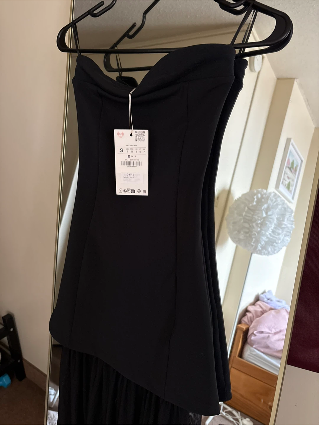 BNWT ZARA Black Strapless Mesh Maxi Dress - photo 3