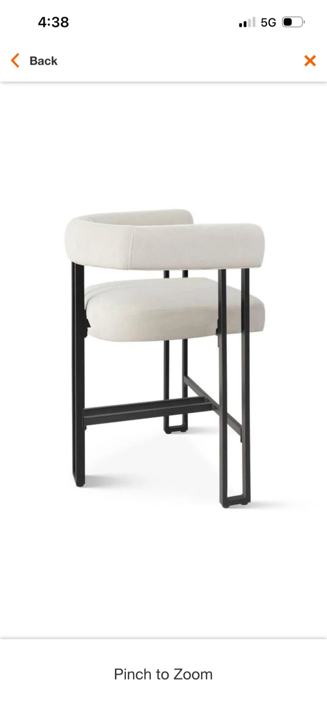 New Cream Upholstered Bar Stool with Black Metal Frame - photo 2