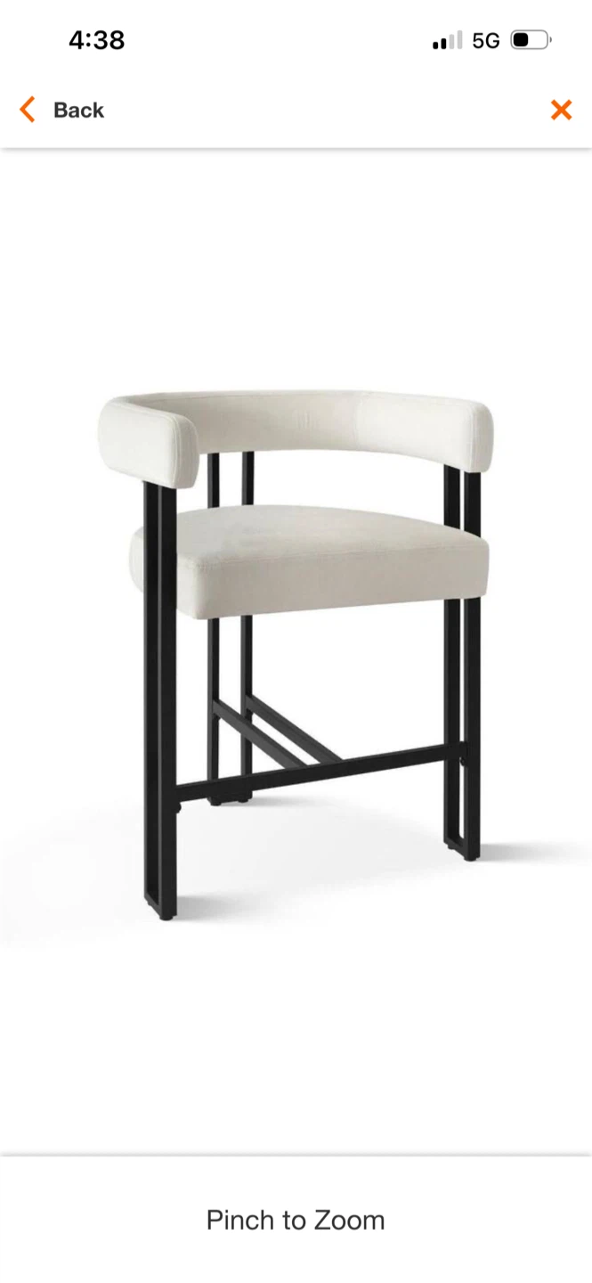 New Cream Upholstered Bar Stool with Black Metal Frame - photo 4