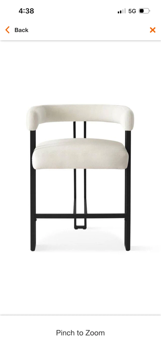 New Cream Upholstered Bar Stool with Black Metal Frame - photo 3