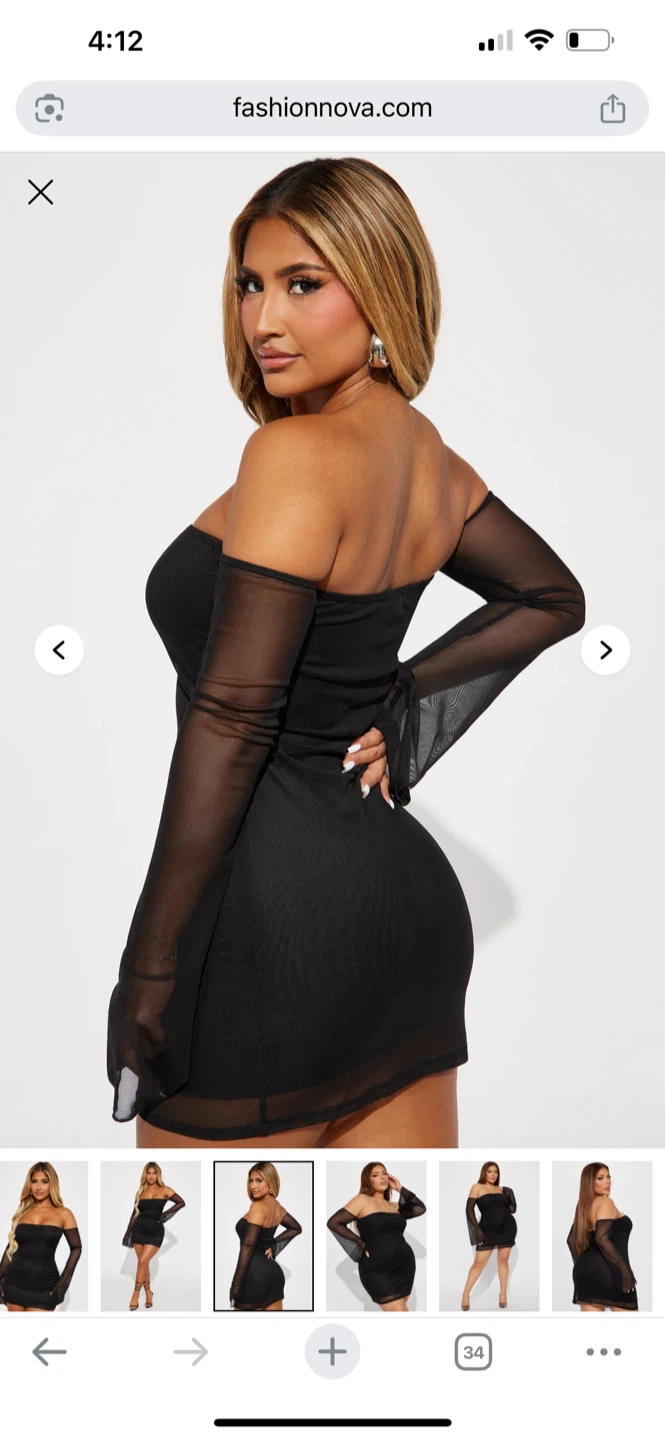 Fashion Nova Black Off-the-Shoulder Mesh Sleeve Mini Dress - photo 3