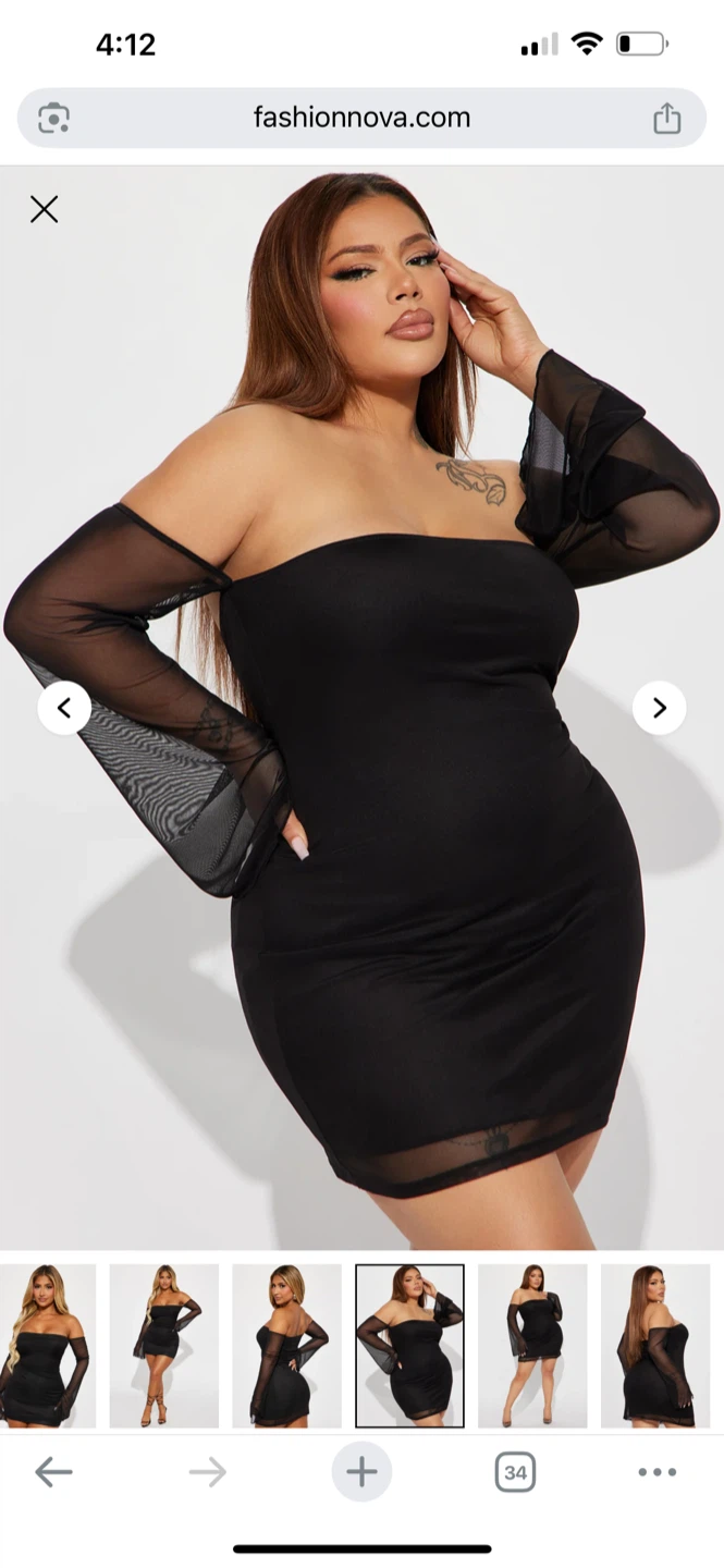 Fashion Nova Black Off-the-Shoulder Mesh Sleeve Mini Dress - photo 4